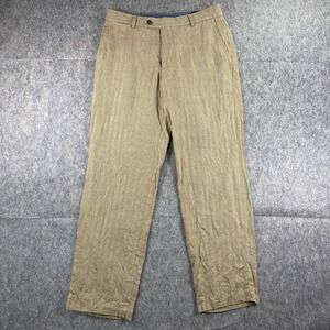 Lands End Linen Pants‎ Men's 30 x 28 Baird McNutt Herringbone Tan Brown Irish